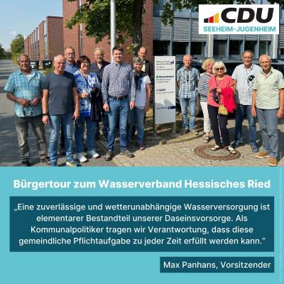 Zuerst haben wir den Wasserverband Hessisches Ried in Biebesheim besucht. Ein Teil unseres Trinkwassers in Seeheim-Jugenheim beziehen wir vom WHR und der Hessenwasser GmbH. 