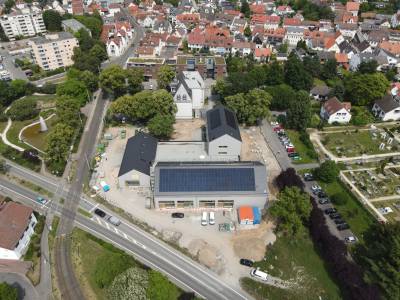 Ein Blick von oben auf die Baustelle