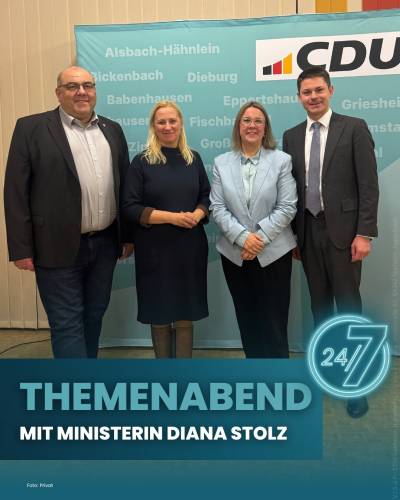 Beim Thema Krankenhausreform ist Hessen Vorbild. V.l.n.r.: Thomas Fischbach, Diana Stolz, Ina D�rr-MdL, Max Panhans