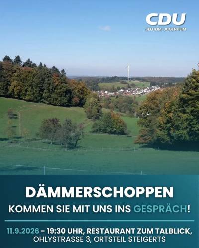 Unser Treffen im Talblick wird immer mit einem sch�nen Ausblick auf den Odenwald und im Norden auf die Skyline von Frankfurt belohnt.