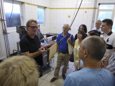 Eine volle Honigwabe muss erst abgedeckelt werden bevor der Honig geschleudert werden kann.