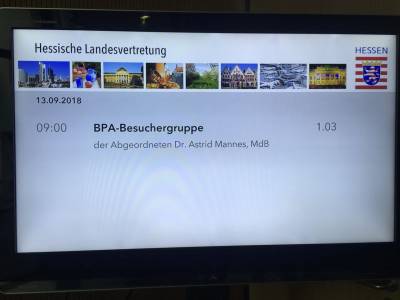 Letzter Programmpunkt war ein Besuch in der hessischen Landesvertretung.